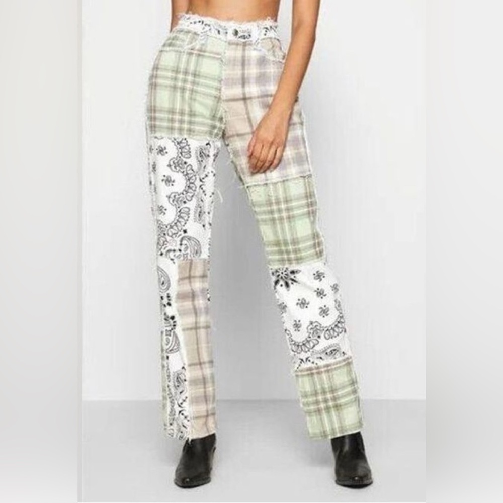 Jaded London Patchwork Bandana Boyfriend Fit Jeans Size 24